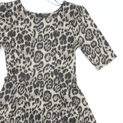 Atmosphere Womens Black Animal Print Rayon A-Line  Size 8