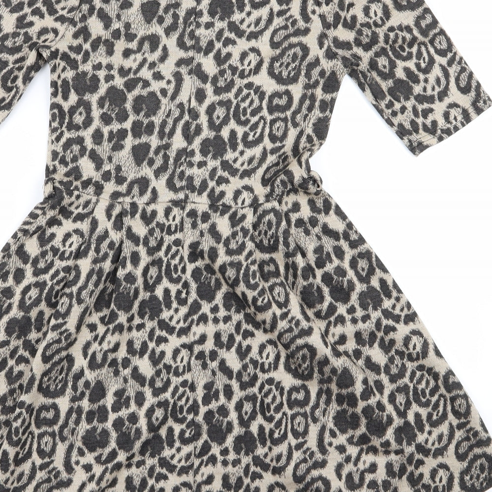 Atmosphere Womens Black Animal Print Rayon A-Line  Size 8