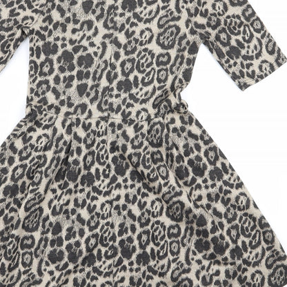 Atmosphere Womens Black Animal Print Rayon A-Line  Size 8