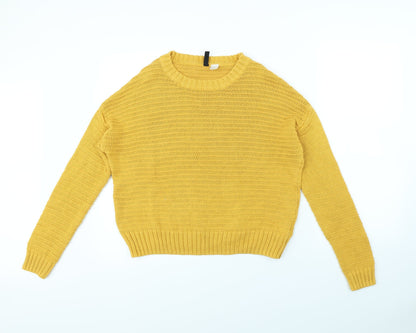 Divided Womens Yellow   Pullover Jumper Size S