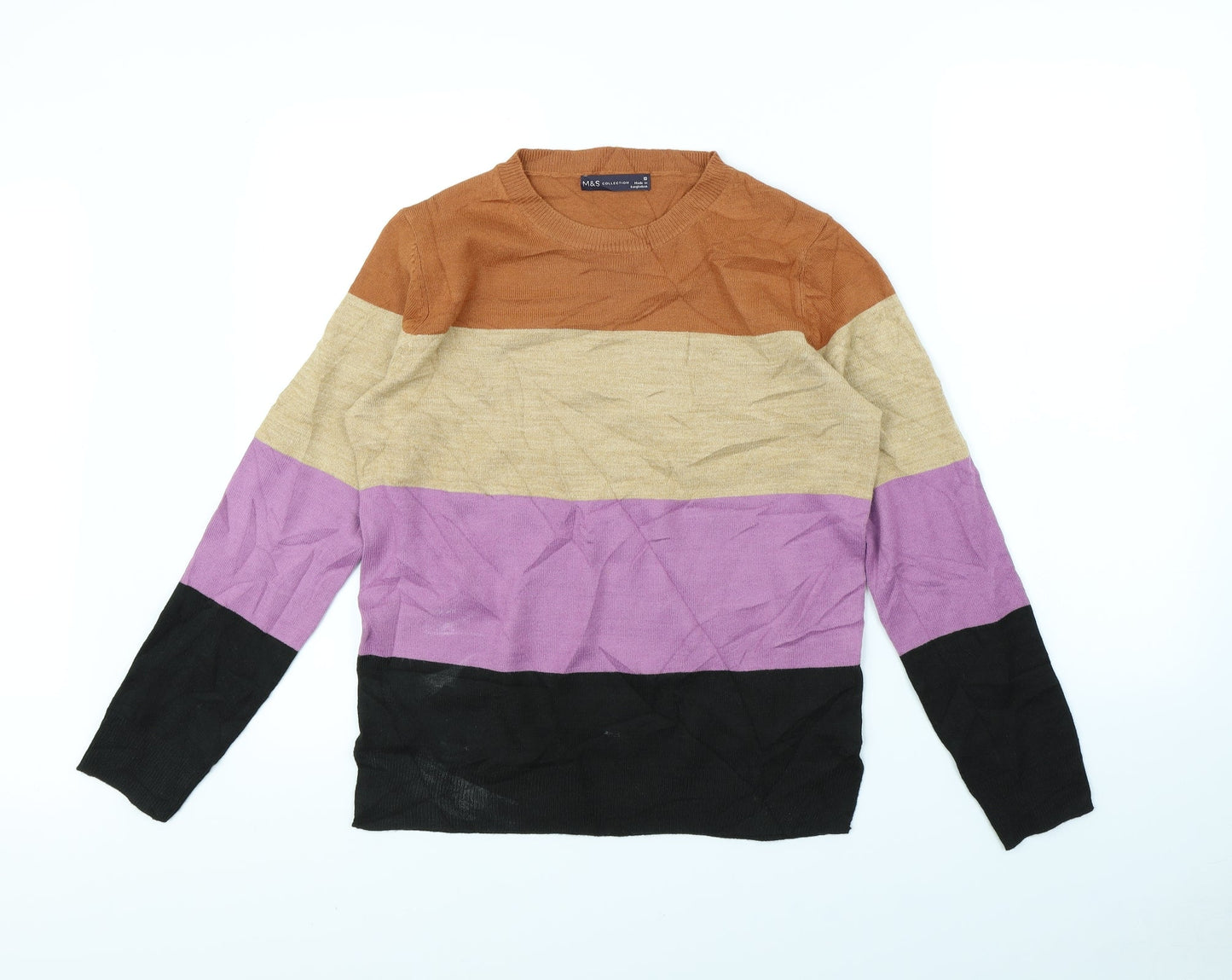 M&S Womens Multicoloured Striped  Pullover Jumper Size 10