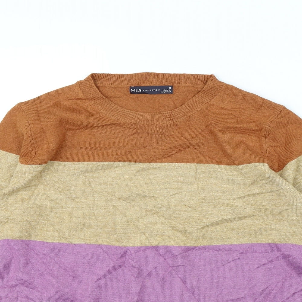 M&S Womens Multicoloured Striped  Pullover Jumper Size 10