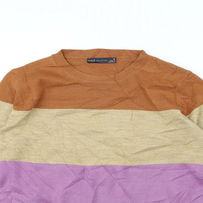 M&S Womens Multicoloured Striped  Pullover Jumper Size 10