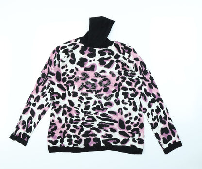 Sky Womens Pink Animal Print  Pullover Jumper Size 4