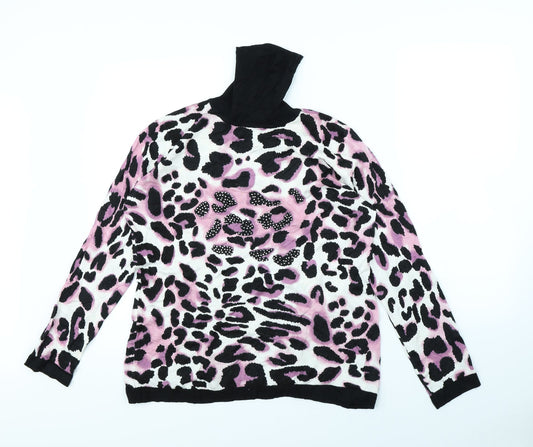 Sky Womens Pink Animal Print  Pullover Jumper Size 4