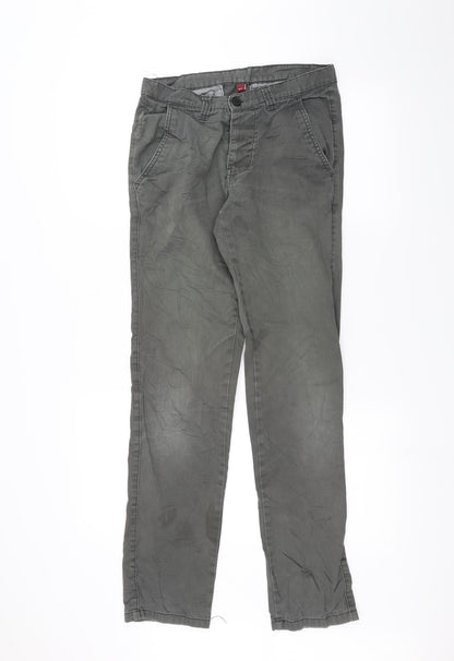 Mens UK Size 26 Preworn Regular Fit Straight Green Jeans
