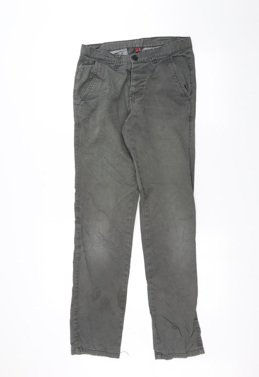 Mens UK Size 26 Preworn Regular Fit Straight Green Jeans
