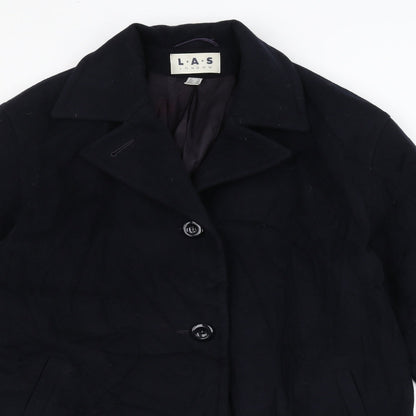 L.A.S Womens Blue   Overcoat Coat Size 14