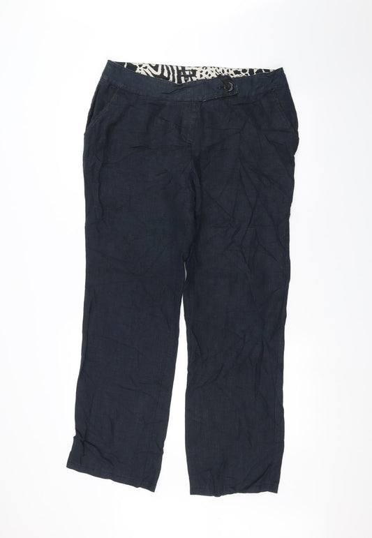 Womens UK Size 14 Preworn Regular Fit  Blue Trousers