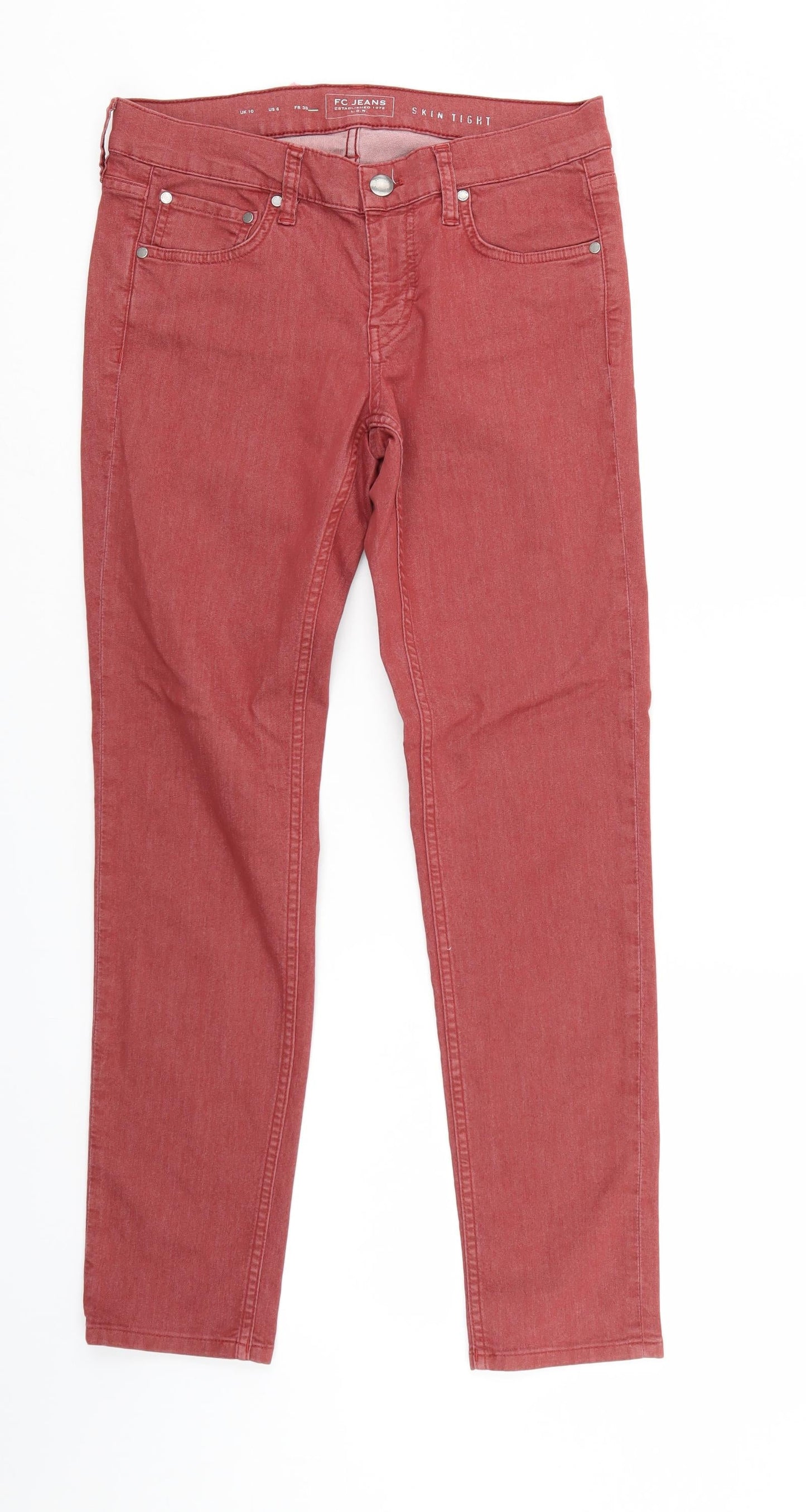 FC jeANS Womens Red  Denim Skinny Jeans Size 10 L29 in