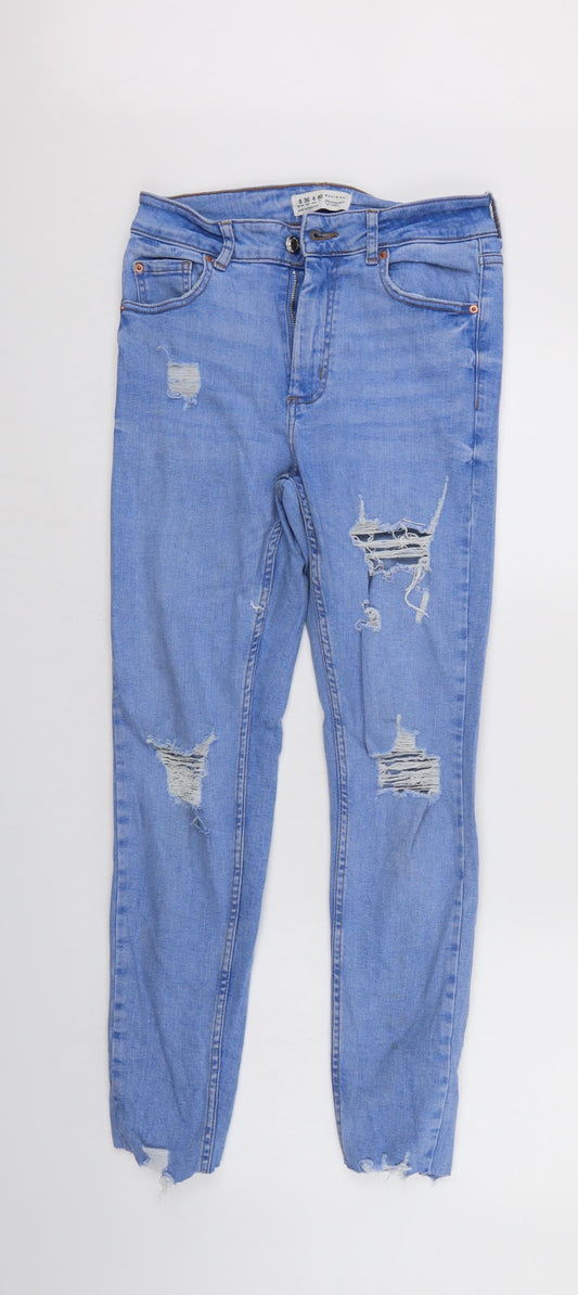Denim & Co. Womens Blue  Denim Straight Jeans Size 8 L27 in