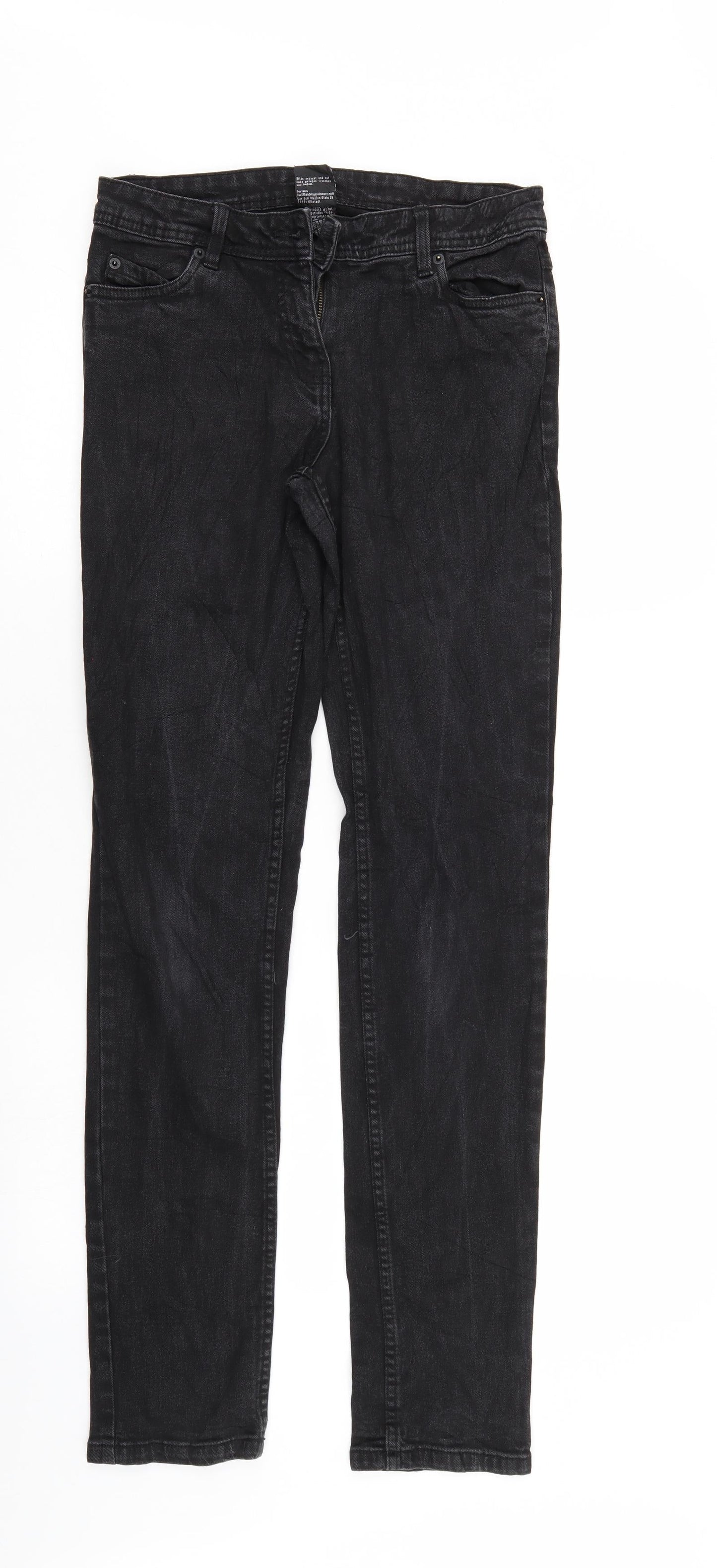 Womens UK Size 8 Up Fashion Regular Fit Straight Black Jeans