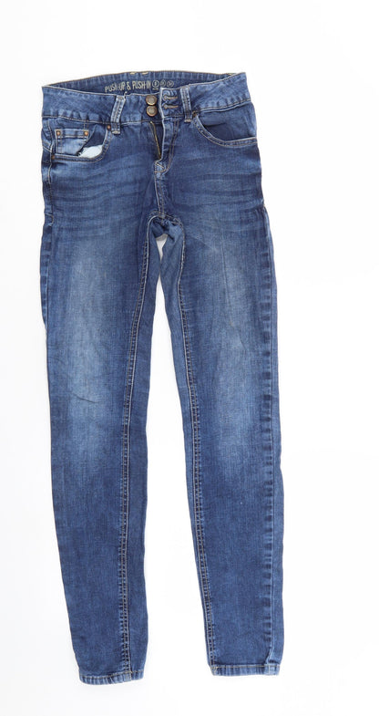 Womens UK Size 8 Preworn Regular Fit Tapered Blue Jeans