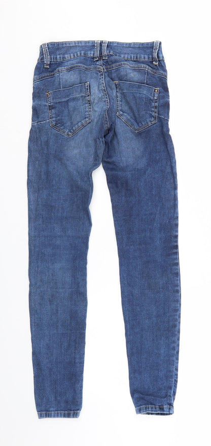 Womens UK Size 8 Preworn Regular Fit Tapered Blue Jeans