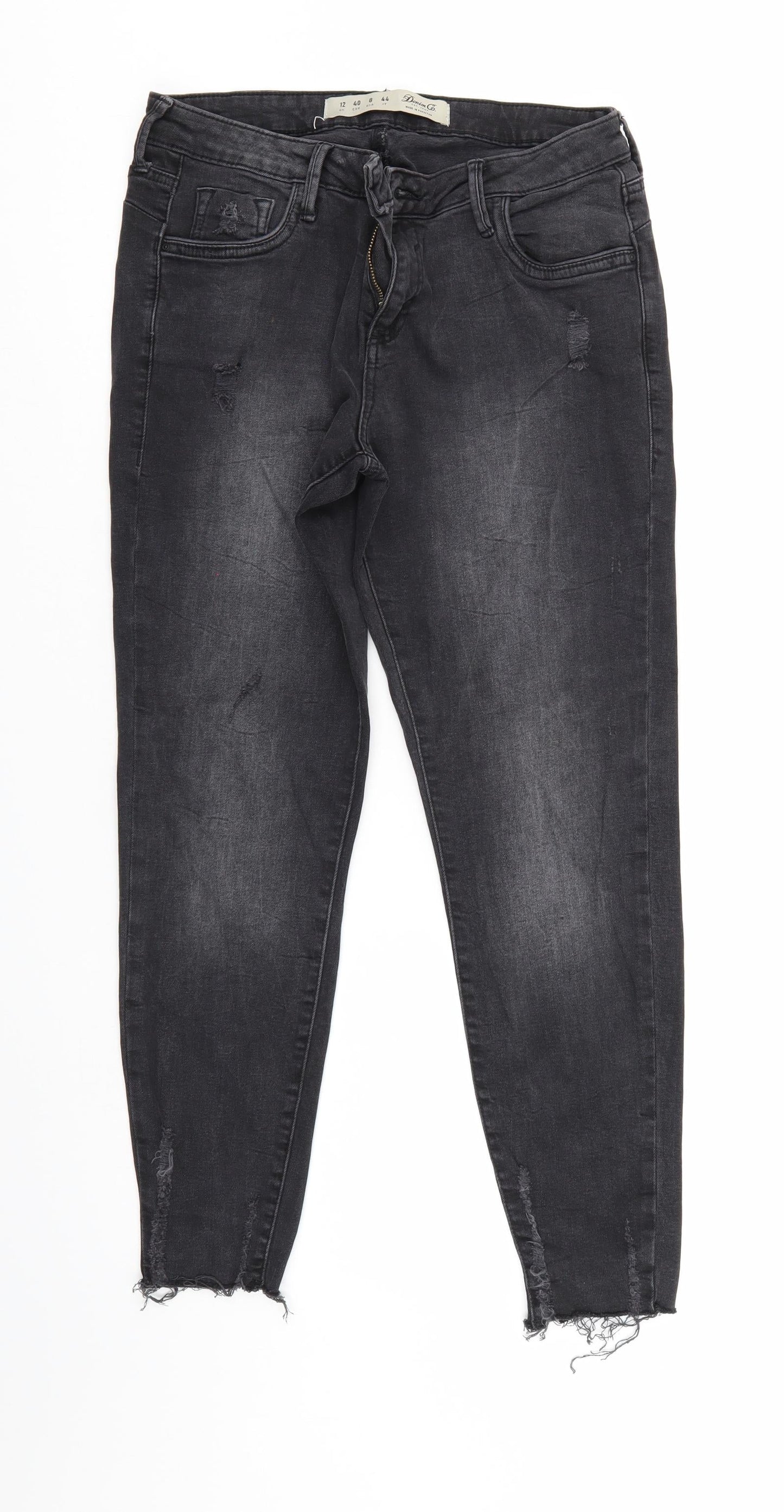 Denim & Co. Womens Black  Denim Tapered Jeans Size 12 L27 in