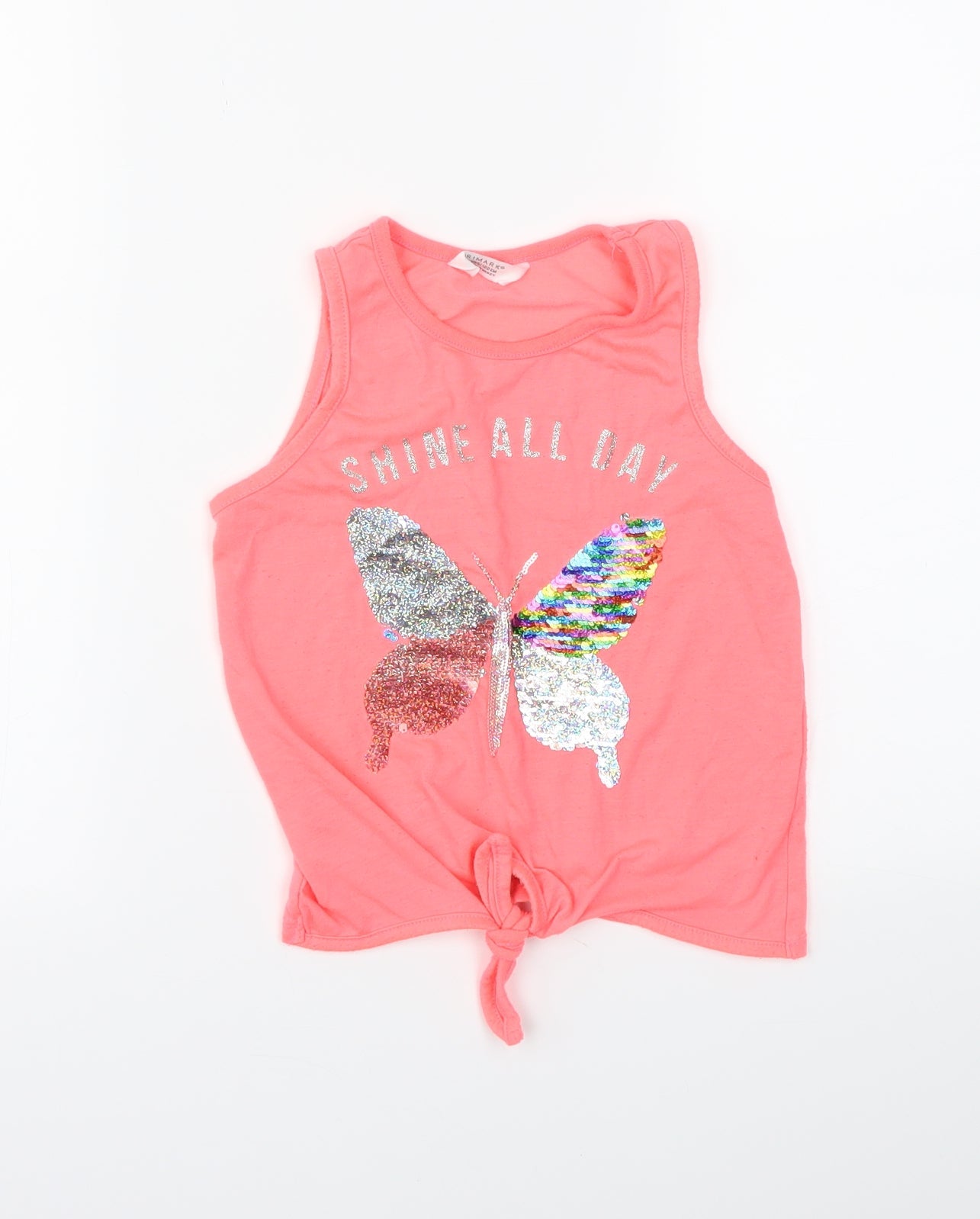 Primark Girls Pink   Cropped T-Shirt Size 6-7 Years  - Reversible Sequins
