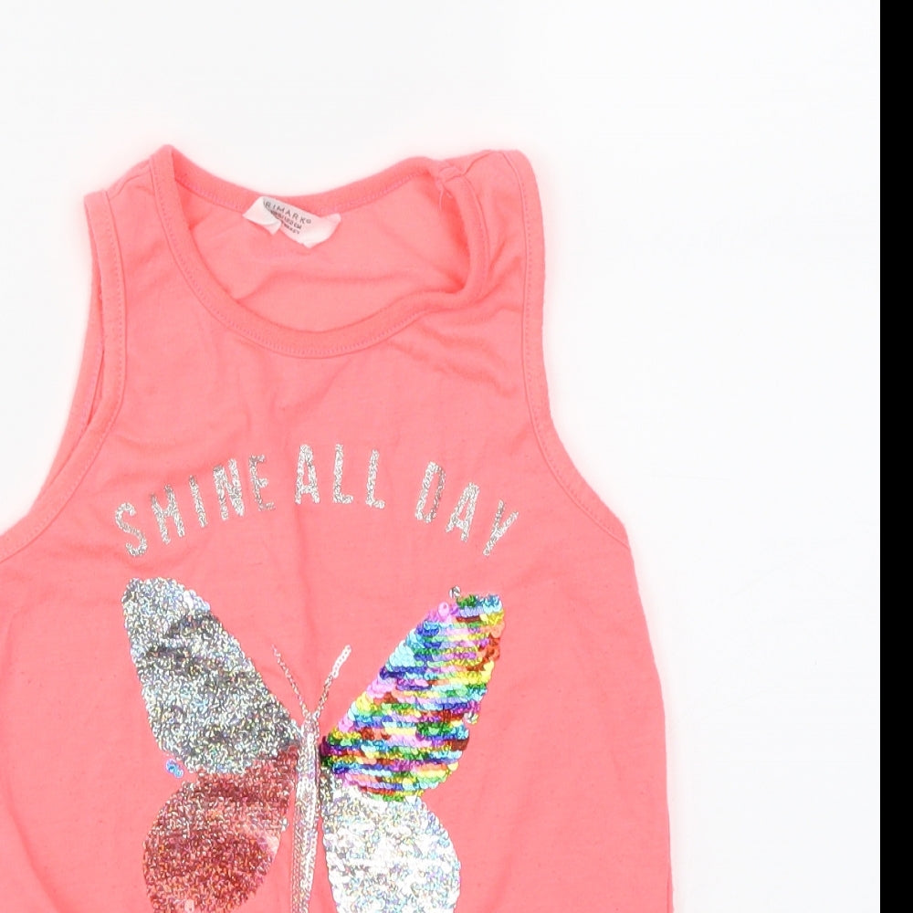 Primark Girls Pink   Cropped T-Shirt Size 6-7 Years  - Reversible Sequins