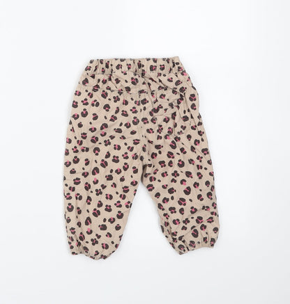 H&M Girls Brown Animal Print  Cargo Trousers Size 6-9 Months
