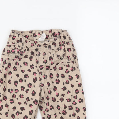 H&M Girls Brown Animal Print  Cargo Trousers Size 6-9 Months