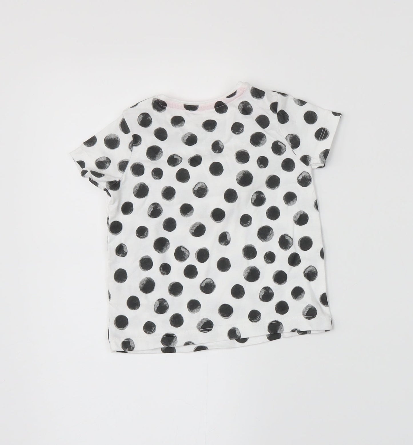 fred&flo Girls White Polka Dot  Basic T-Shirt Size 3-6 Months
