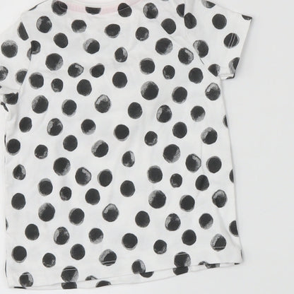 fred&flo Girls White Polka Dot  Basic T-Shirt Size 3-6 Months