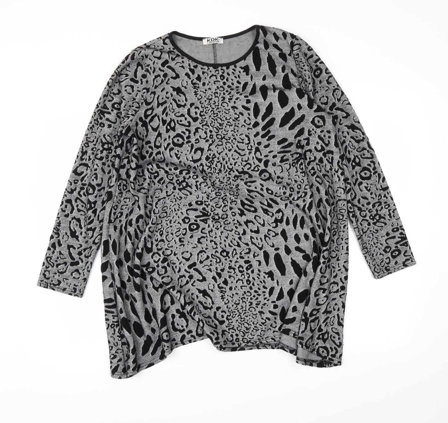 KDK London Womens Grey Animal Print  Pullover Jumper Size L