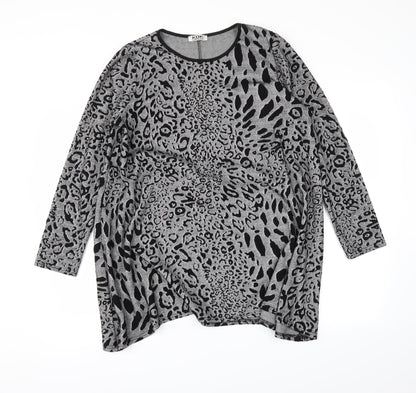 KDK London Womens Grey Animal Print  Pullover Jumper Size L