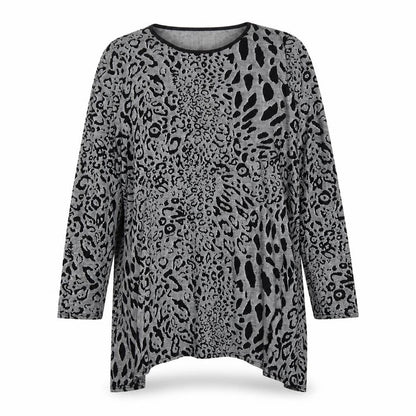 KDK London Womens Grey Animal Print  Pullover Jumper Size L