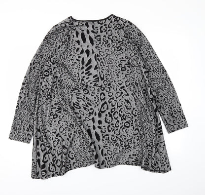 KDK London Womens Grey Animal Print  Pullover Jumper Size L