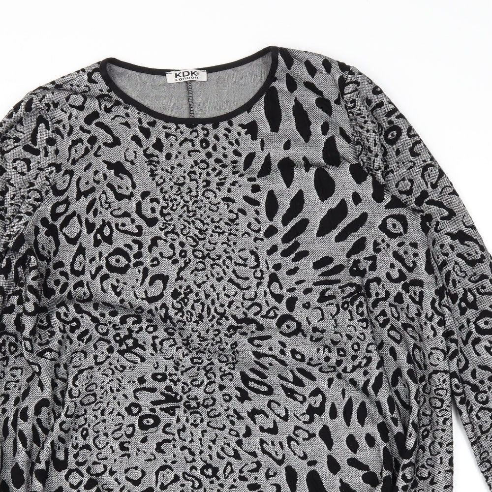 KDK London Womens Grey Animal Print  Pullover Jumper Size L