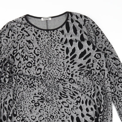 KDK London Womens Grey Animal Print  Pullover Jumper Size L