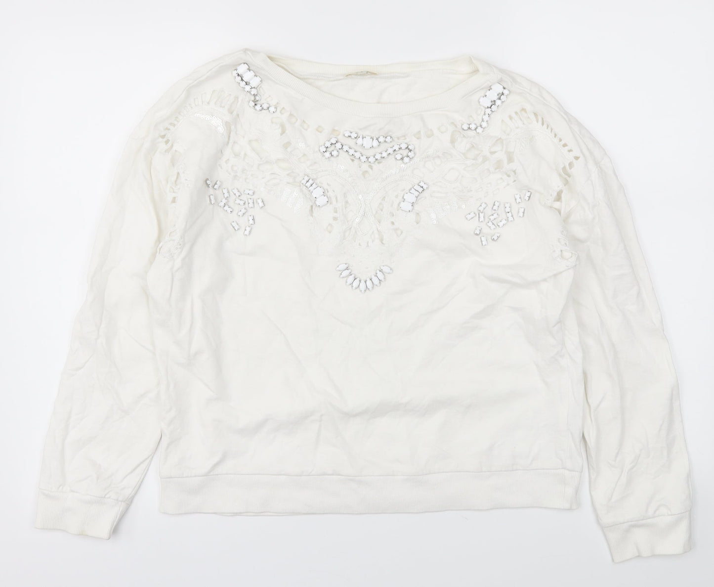 River Island Womens White   Pullover Sweatshirt Size 8