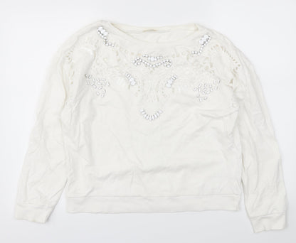 River Island Womens White   Pullover Sweatshirt Size 8
