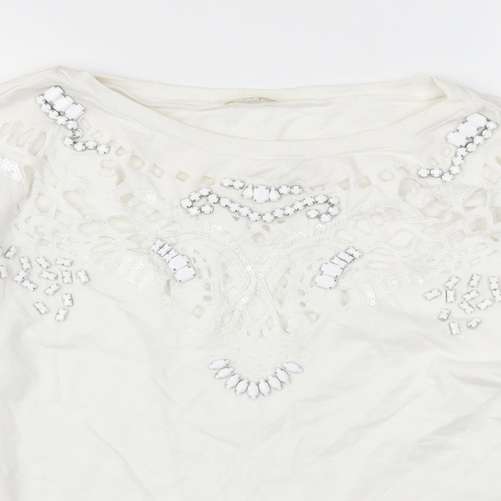 River Island Womens White   Pullover Sweatshirt Size 8