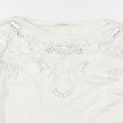 River Island Womens White   Pullover Sweatshirt Size 8