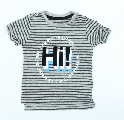 Grey Boys Grey Striped  Basic T-Shirt Size 9-12 Months