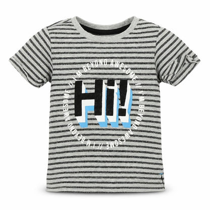 Grey Boys Grey Striped  Basic T-Shirt Size 9-12 Months