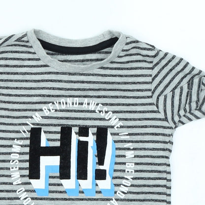 Grey Boys Grey Striped  Basic T-Shirt Size 9-12 Months