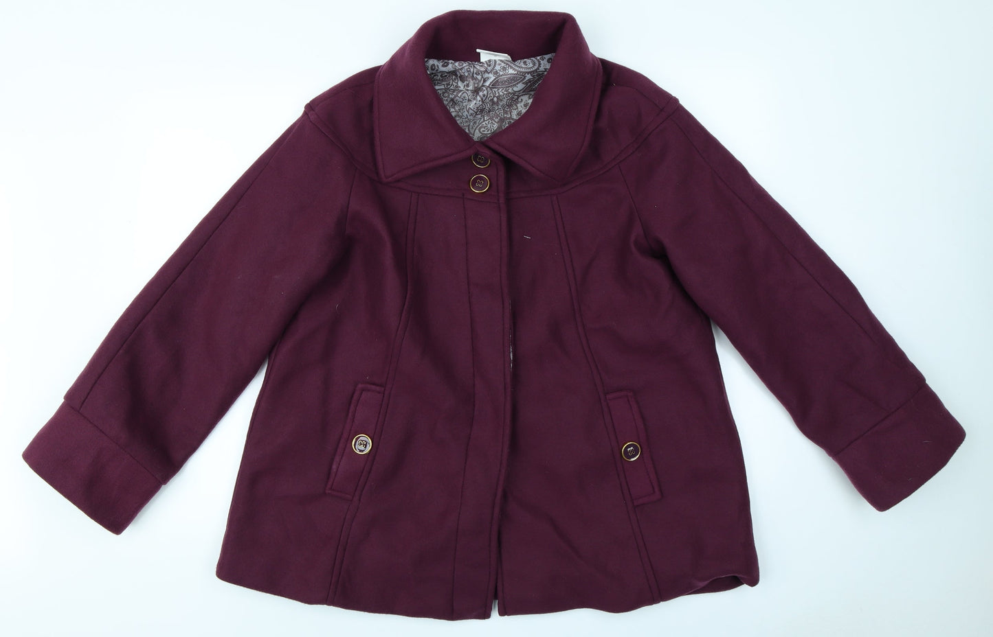 Womens UK Size 10 Anne De Lancay Purple Overcoat