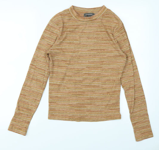 Primark Womens Orange Striped  Basic T-Shirt Size M