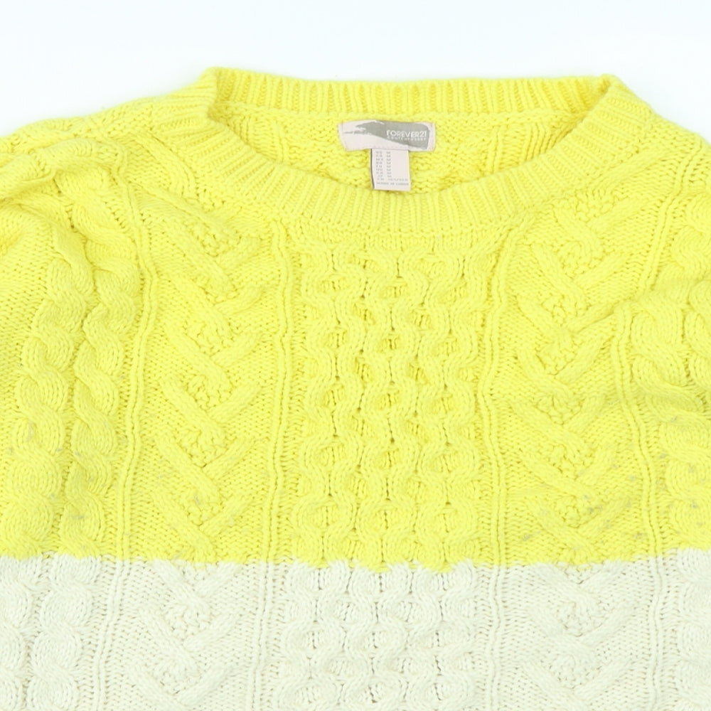 FOREVER 21 Womens Yellow   Pullover Jumper Size M
