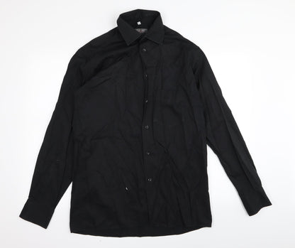 Mens UK Collar Size 40 Cosma Smart Black  Dress Shirt