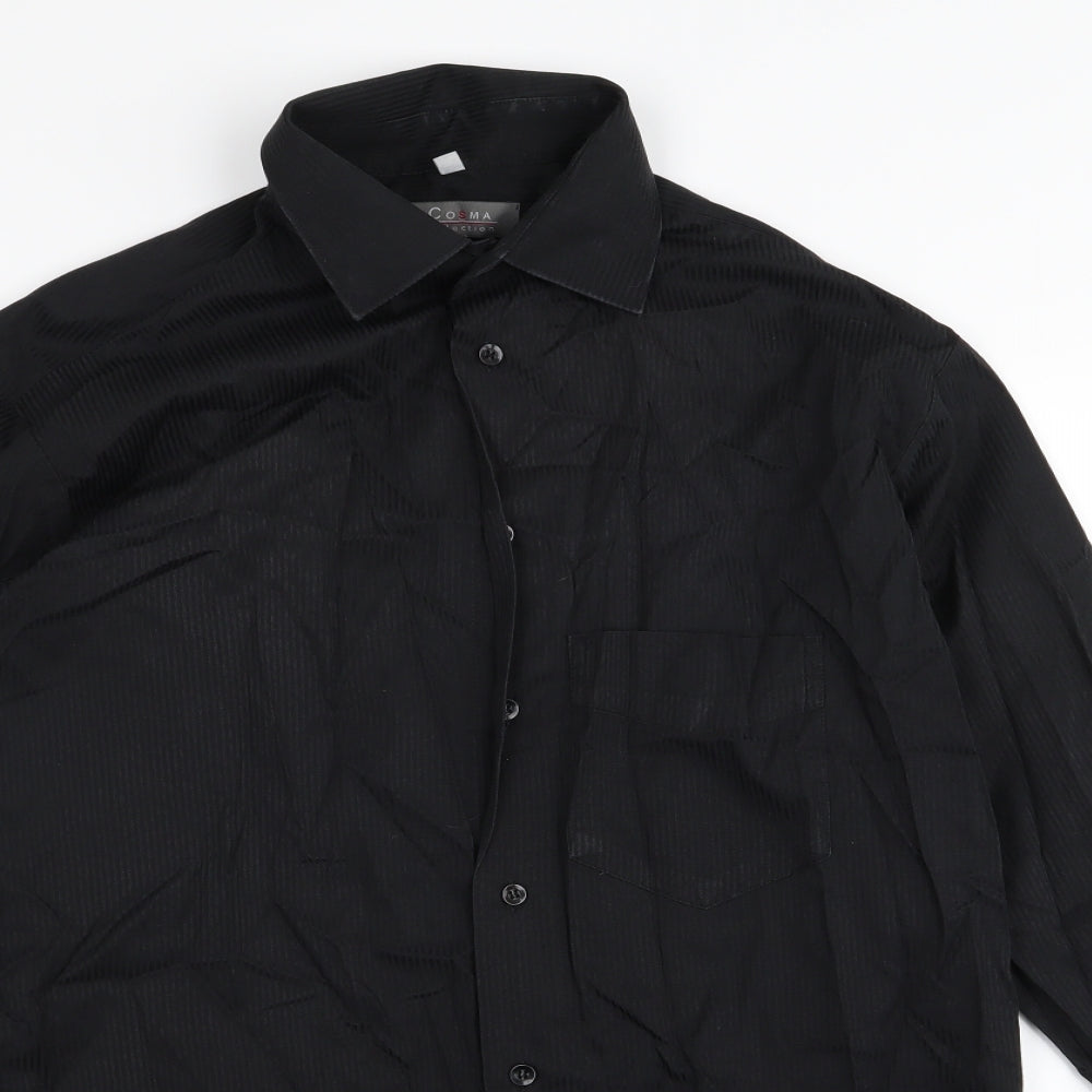 Mens UK Collar Size 40 Cosma Smart Black  Dress Shirt
