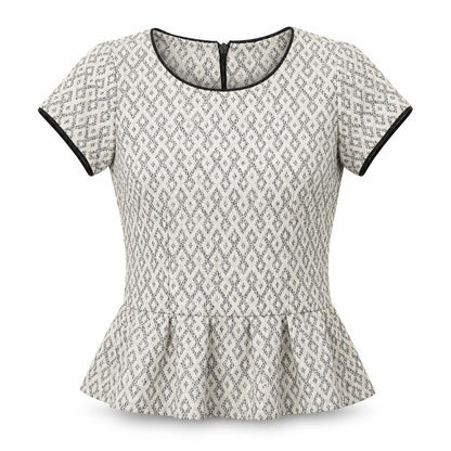 Next Womens White Geometric  Basic T-Shirt Size 8