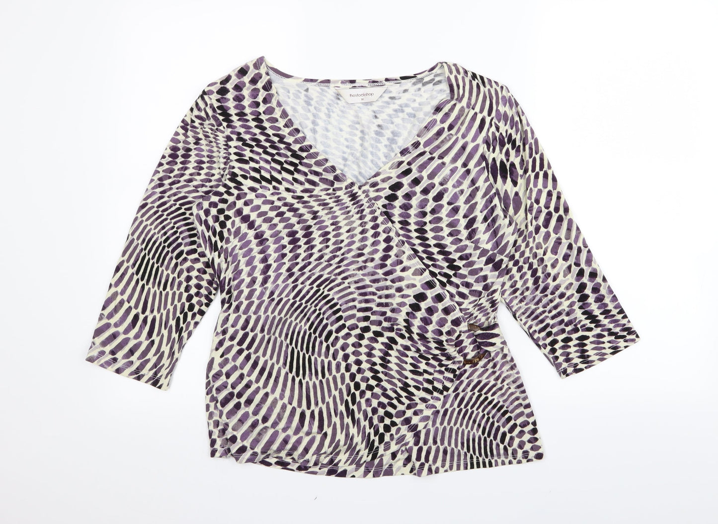 thestockshop Womens Purple Geometric  Basic T-Shirt Size 14