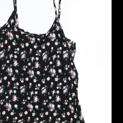 Cotton On Womens Black Floral  A-Line  Size XS
