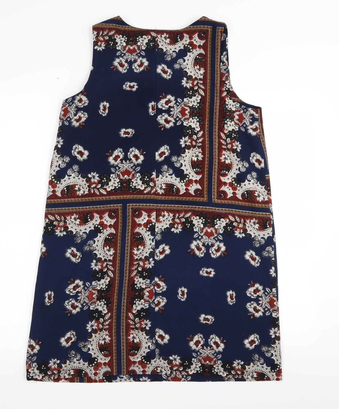 Boohoo Womens Blue Geometric  A-Line  Size 8