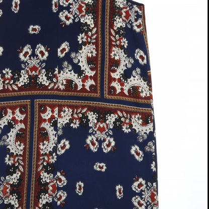 Boohoo Womens Blue Geometric  A-Line  Size 8