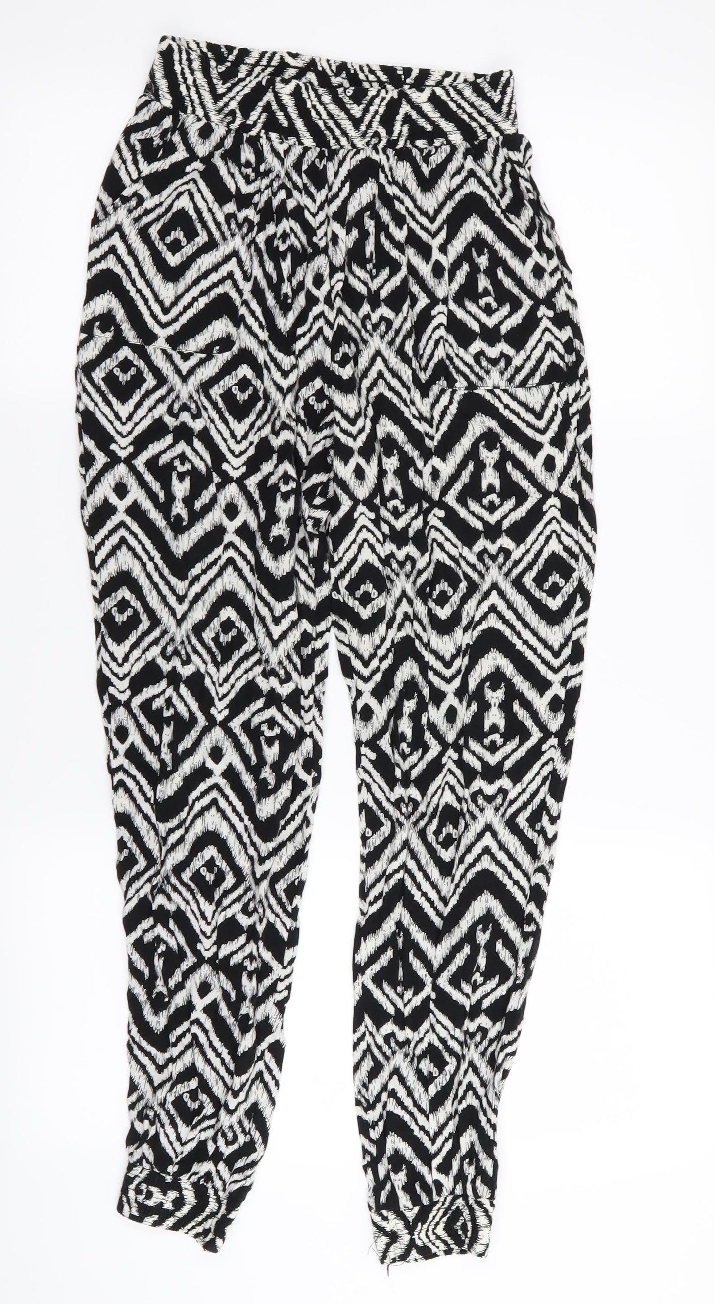 Preworn Womens Black Geometric  Trousers  Size S L28 in - Stretch waistband