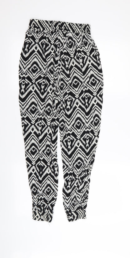 Preworn Womens Black Geometric  Trousers  Size S L28 in - Stretch waistband